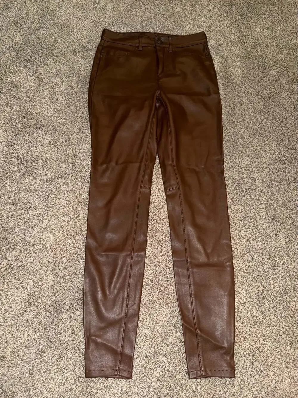 Free People Brown Faux Leather Pants, Size 26
